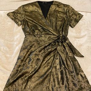 ZARA Gold Wrap Dress